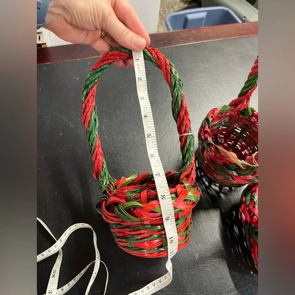 Red & green baskets - set of 3 - Picture 3 of 5